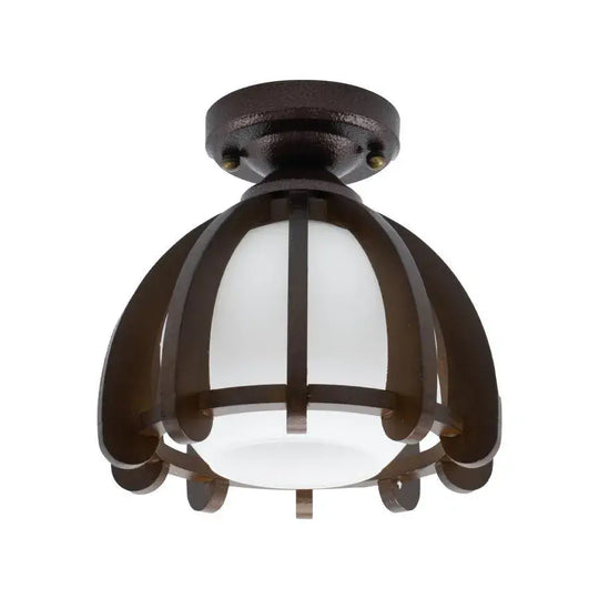 Lustre Mina, 1xE27, marron avec lustres classiques blancs, bois et verre Titre par défaut Alessandro Design