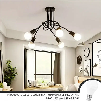 Lustra Modernist Penta 5, 5x E27, Negru, Design Modern Lustre Industrial Default Title Alessandro Design