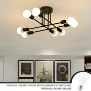 Lustra Clasica Modernist Octa, 8x E27, Negru, Design Modern, Metal, Fara Abajur Lustre Industrial Default Title Alessandro Design