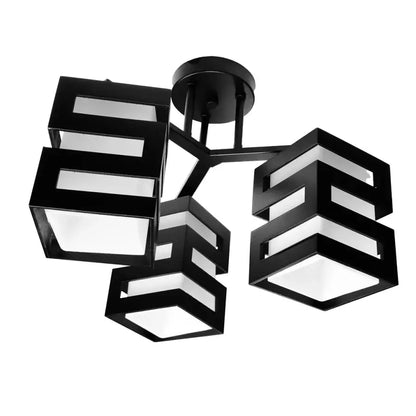 Lustra VANJA cu Abajur Patrat, 3 X Dulie E27 Alb / Negru Lustre Clasice Default Title Alessandro Design