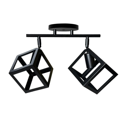 Lustre forme cube, STRUKTUR Duo, 2xE27, noir, lustres industriels en métal Titre par défaut Alessandro Design