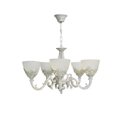 Lustre VINTAGE, type suspension avec bras, COTTAGE, circulaire, 5xE27, verre et métal, lustres classiques blancs Titre par défaut Alessandro Design