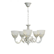 Lustre VINTAGE, type suspension avec bras, COTTAGE, circulaire, 5xE27, verre et métal, lustres classiques blancs Titre par défaut Alessandro Design