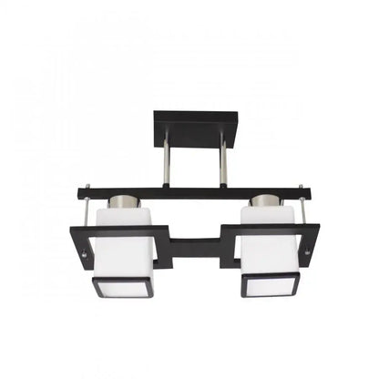 Lustre classique Aramis avec abat-jour carré en bois 2X E27 gris noir
