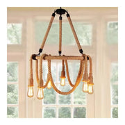 Lustre à cordes rustique 6x E27 corde suspendue circulaire