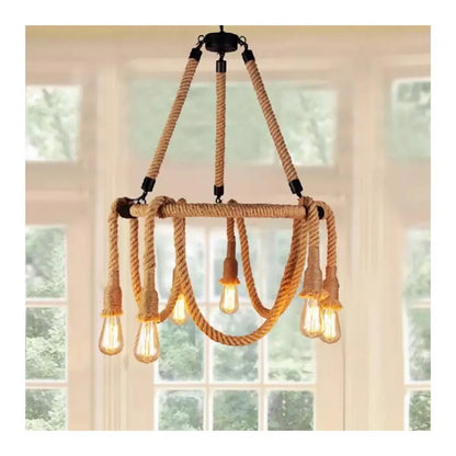 Lustre à cordes rustique 6x E27 corde suspendue circulaire