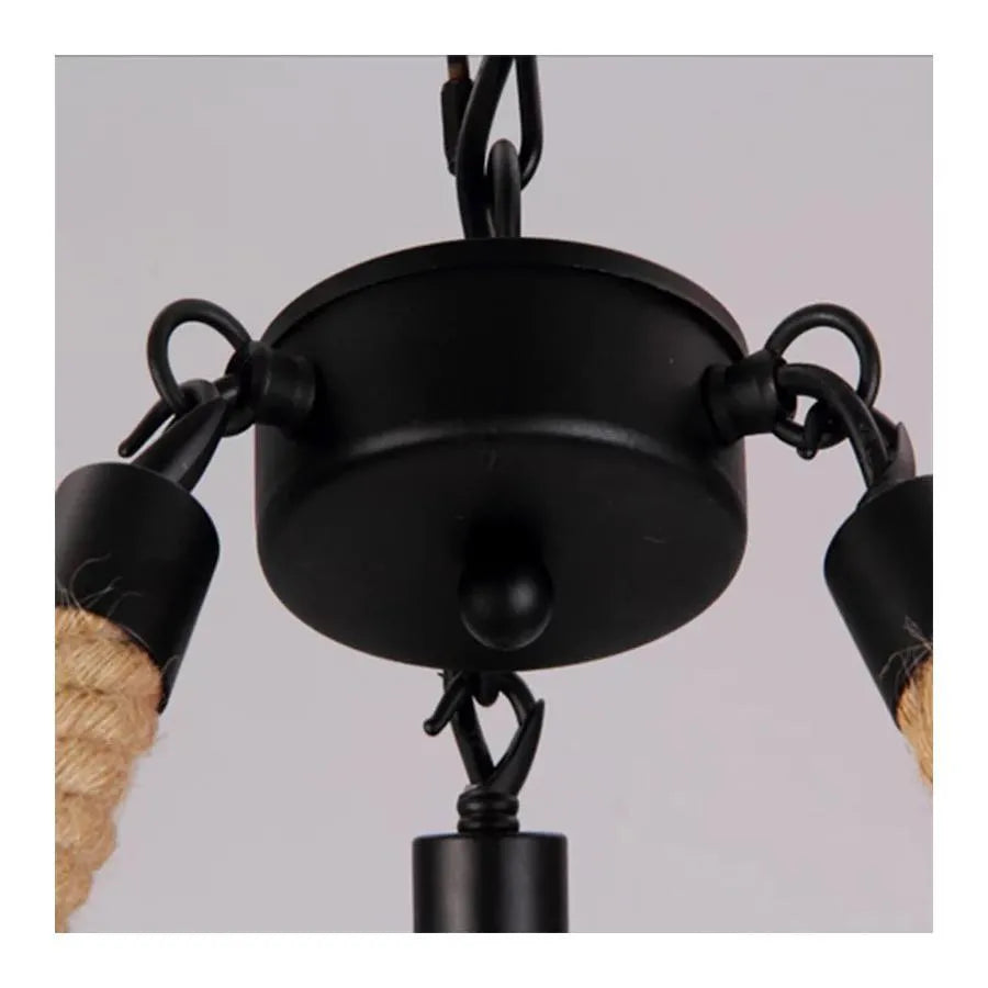 Lustre à cordes rustique 6x E27 corde suspendue circulaire