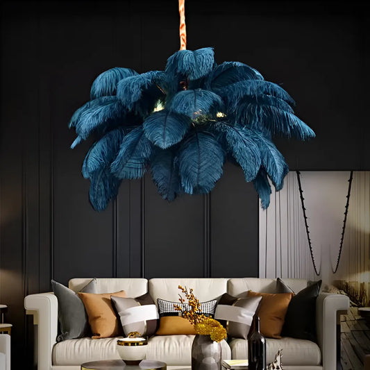 Lustre Thalis, Plumes LED 40W, Vert Foncé