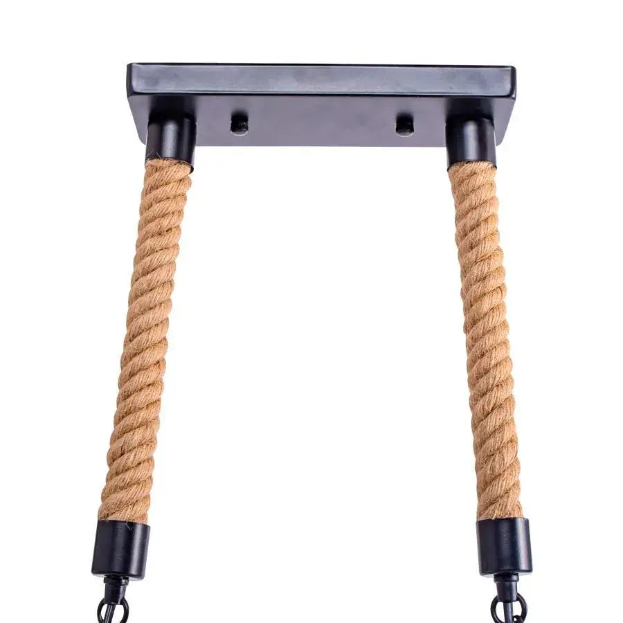 Lustre Traditionnel, 2*E27, Marron, Métal et Corde