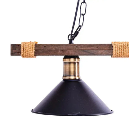 Lustre Traditionnel, 2*E27, Marron, Métal et Corde