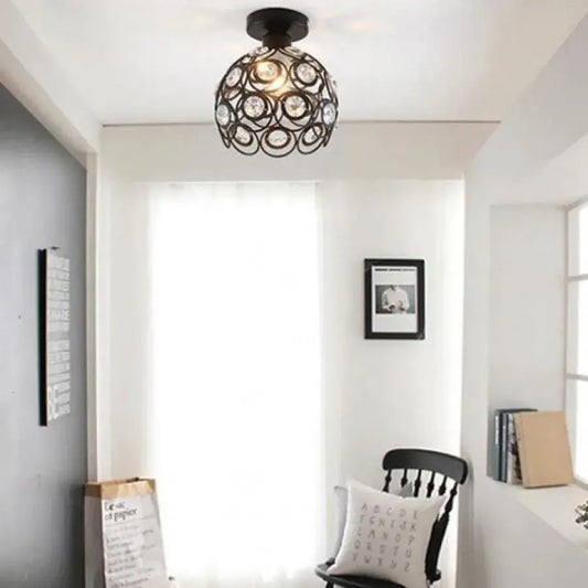 Lustre Vera, 1*E27, noir, métal et cristal