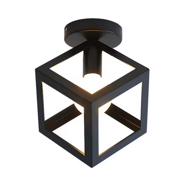 Lustre forme cube - STRUKTUR Mono, 1x E27, Noir, Métal