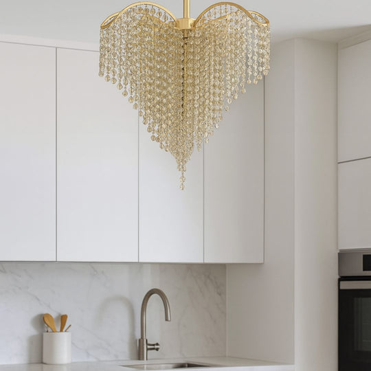 Lustre en cristal Ander, 4xE14, diamètre 45 cm, lustres en cristal doré Titre par défaut Alessandro Design