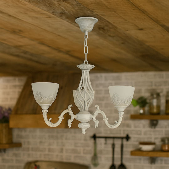 Lustre VINTAGE, type suspension, COTTAGE, circulaire, 3xE27, verre et métal, lustres classiques blancs Titre par défaut Alessandro Design
