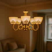 Lustre VINTAGE, type suspension avec bras, COTTAGE, circulaire, 5xE27, verre et métal, lustres classiques blancs Titre par défaut Alessandro Design