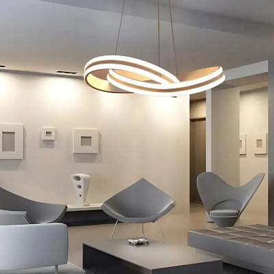 Lustre LED suspendu avec télécommande INFINITY LOOP 120W, Lumière Froide/Chaude/Neutre, Dimmable, Blanc, Hauteur Réglable