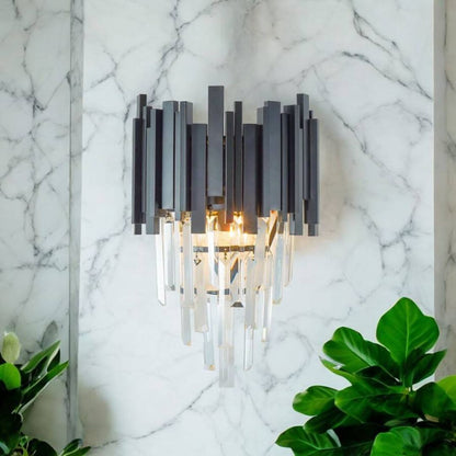 BLOIS Piccolo Lustre en cristal, 2xE14, Noir