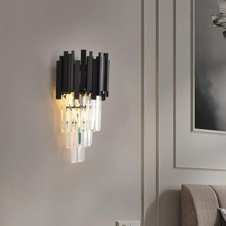 BLOIS Piccolo Lustre en cristal, 2xE14, Noir