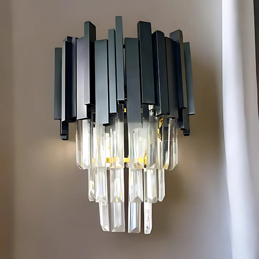 BLOIS Piccolo Lustre en cristal, 2xE14, Noir