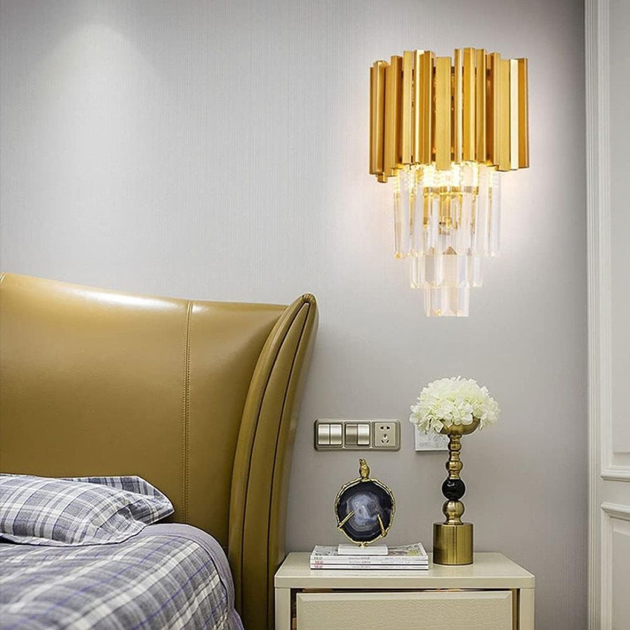 BLOIS Piccolo Lustre en cristal, 2xE14, Doré