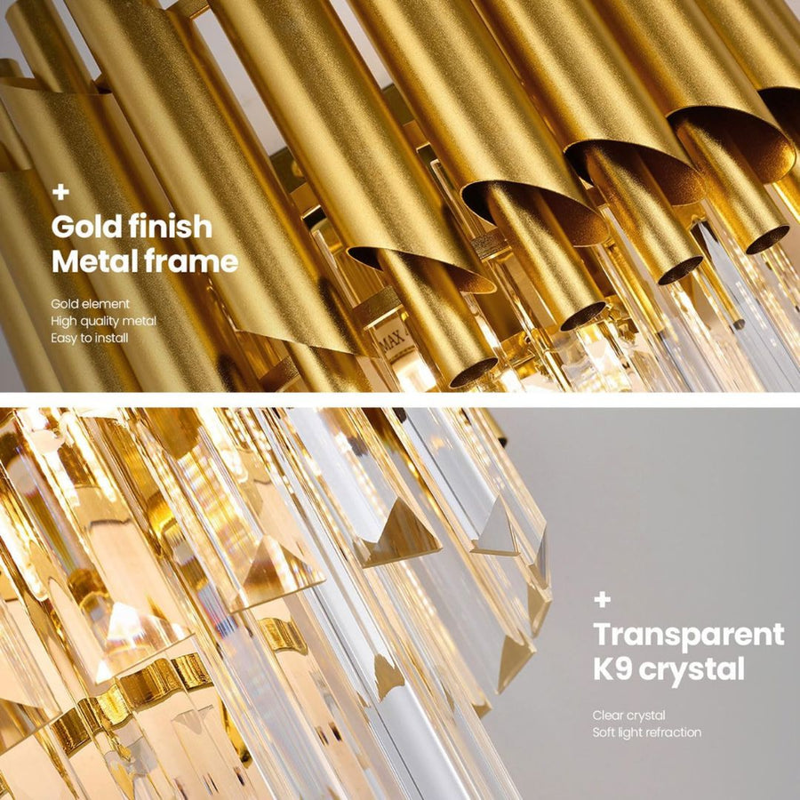 VERSAILLES Lustre Piccolo en Cristal, 2xE14, Doré