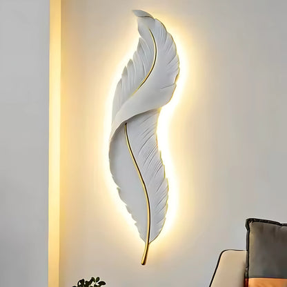 Applique murale LED, plume décorative 85CM lumière froide/chaude/neutre 3000K/4000K/6000K blanc doré