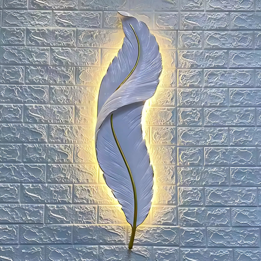 Applique murale LED, plume décorative 85CM lumière froide/chaude/neutre 3000K/4000K/6000K blanc doré