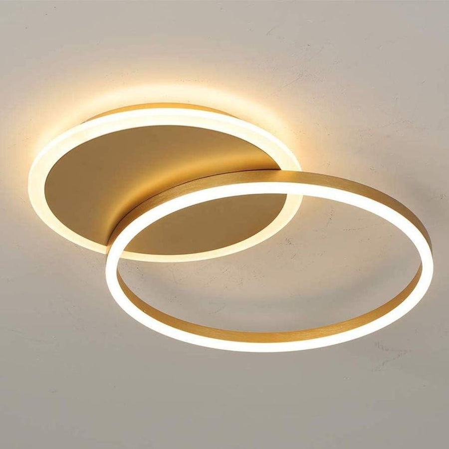 Lustre LED avec télécommande RINOVA 47W, 2 cercles, Lumière Froide/Chaude/Neutre, Dimmable, Or Brillant