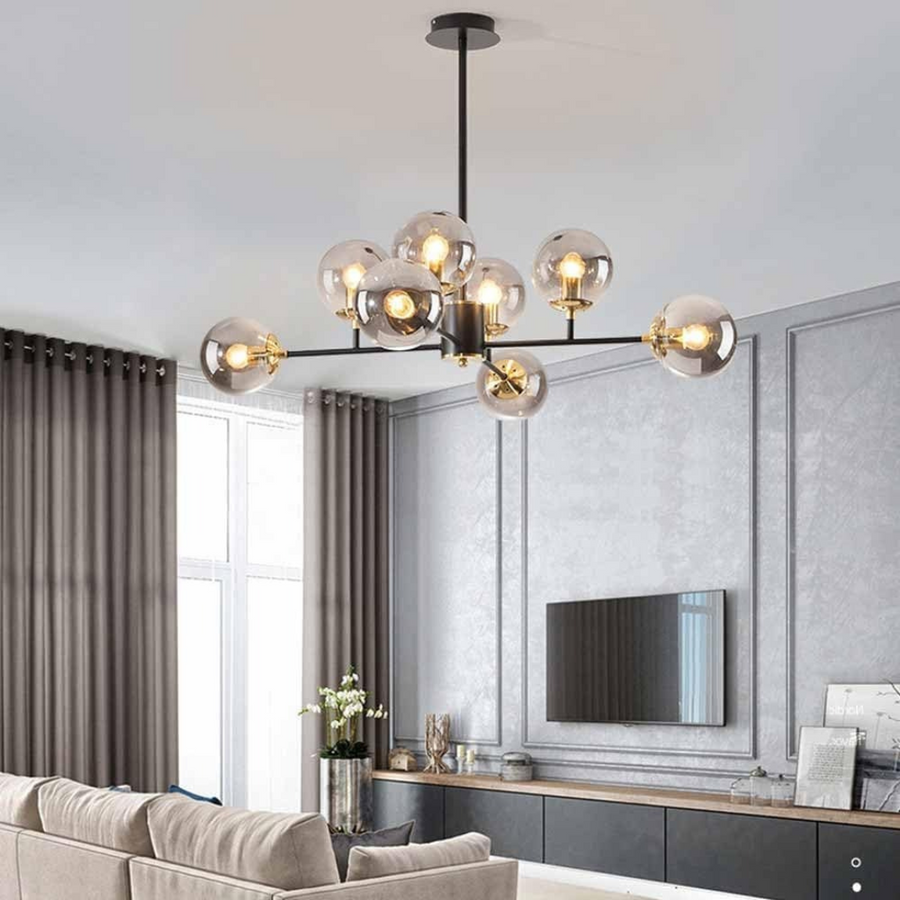 Lustre Jermija avec abat-jour, 8x E27, Or Noir