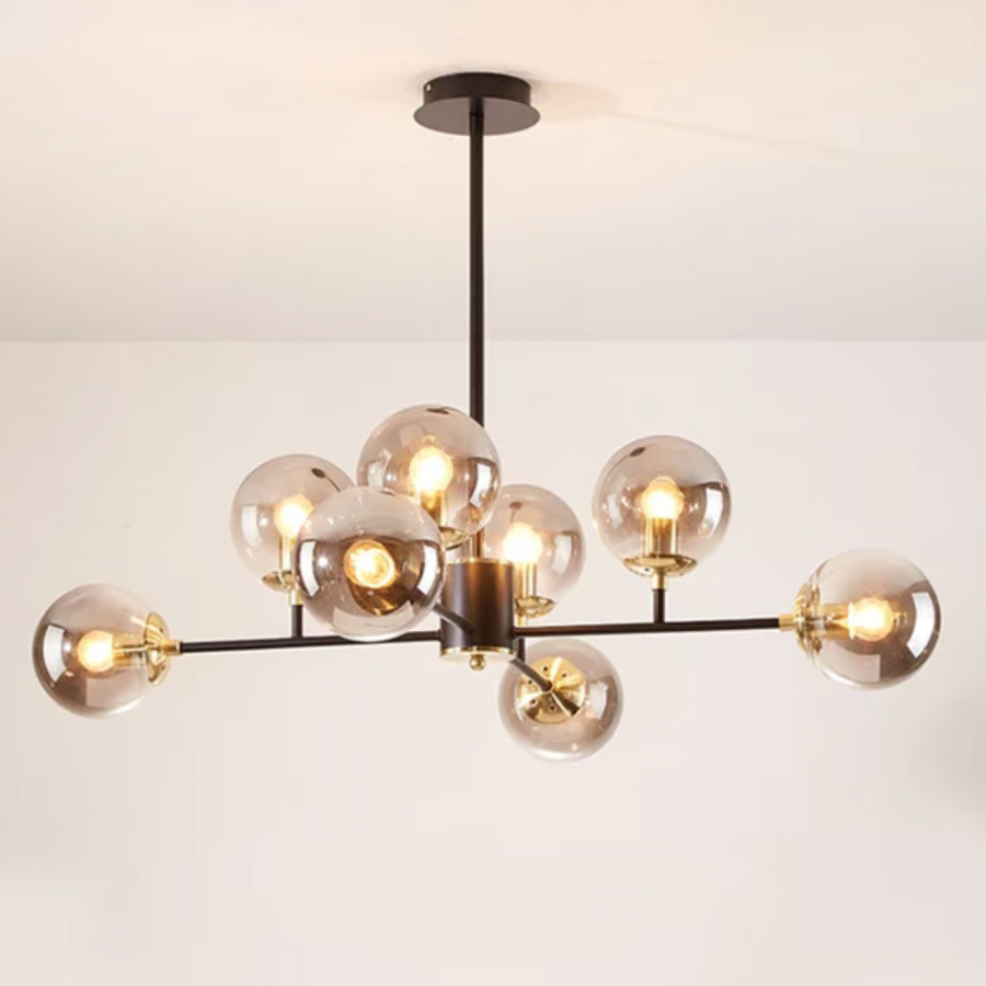 Lustre Jermija avec abat-jour, 8x E27, Or Noir