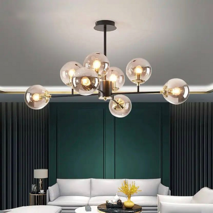 Lustre Jermija avec abat-jour, 8x E27, Or Noir