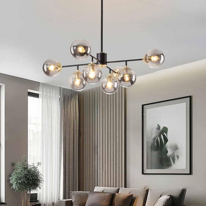 Lustre Jermija avec abat-jour, 8x E27, Or Noir