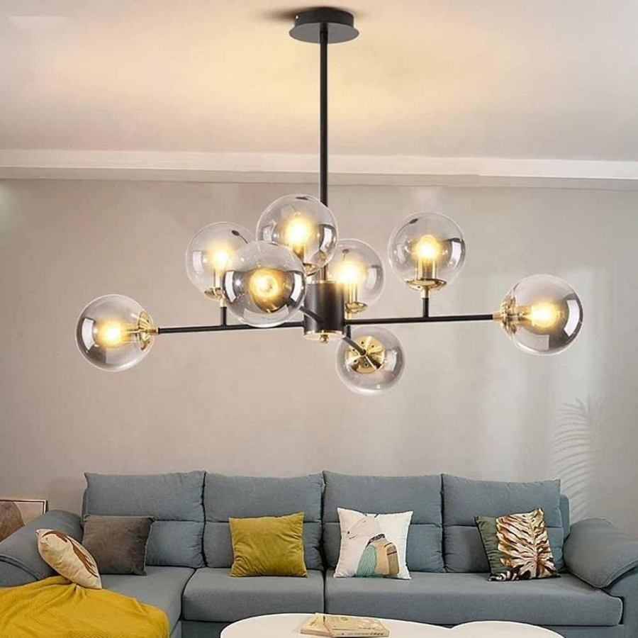 Lustre Jermija avec abat-jour, 8x E27, Or Noir