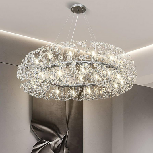 Lustre en cristal SEGOVIA Magno 10x E14, diamètre 60 cm, argent brillant, hauteur réglable