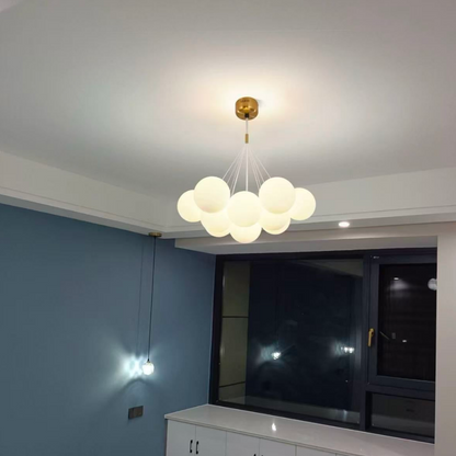 Lustre MODERNE, type Pendule, LOFT Bagliore, Globe, 7xG9, Hauteur Ajustable, Or