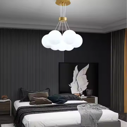 Lustre MODERNE, type Pendule, LOFT Bagliore, Globe, 7xG9, Hauteur Ajustable, Or