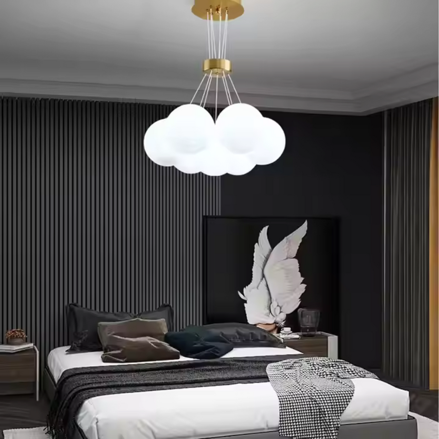 Lustre MODERNE, type Pendule, LOFT Bagliore, Globe, 7xG9, Hauteur Ajustable, Or