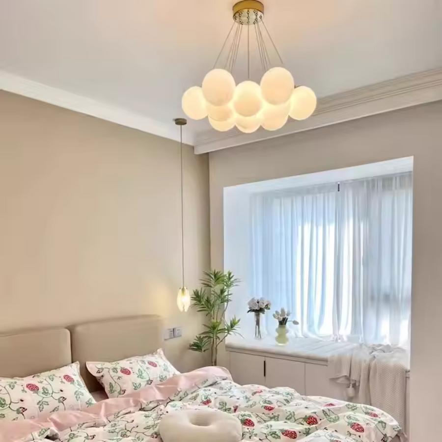 Lustre MODERNE, type Pendule, LOFT Bagliore, Globe, 7xG9, Hauteur Ajustable, Or