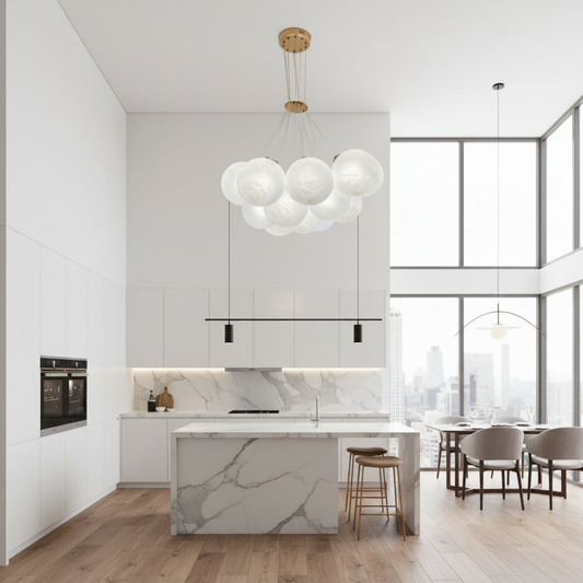 MODERN LOFT Lustre Bagliore, Globe, 9xE27, Hauteur réglable, Or