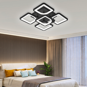 Lustre LED avec télécommande ZOE 68W, 5 carrés, Lumière Froid/Chaud/Neutre, Dimmable, Noir