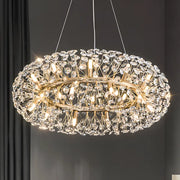MINUET Lustre en cristal 12x G9, diamètre 60 cm, or brillant, hauteur réglable