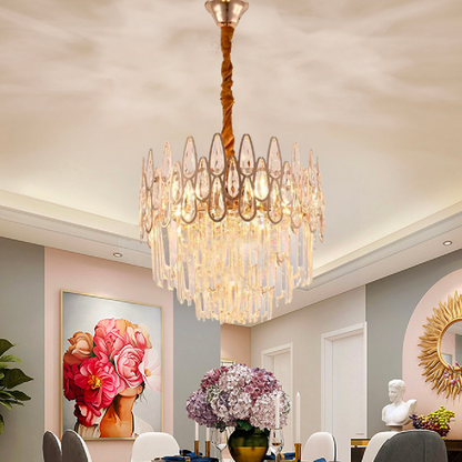 Lustre en cristal ALHAMBRA Petito 3x E14, diamètre 30cm, or brillant, hauteur réglable