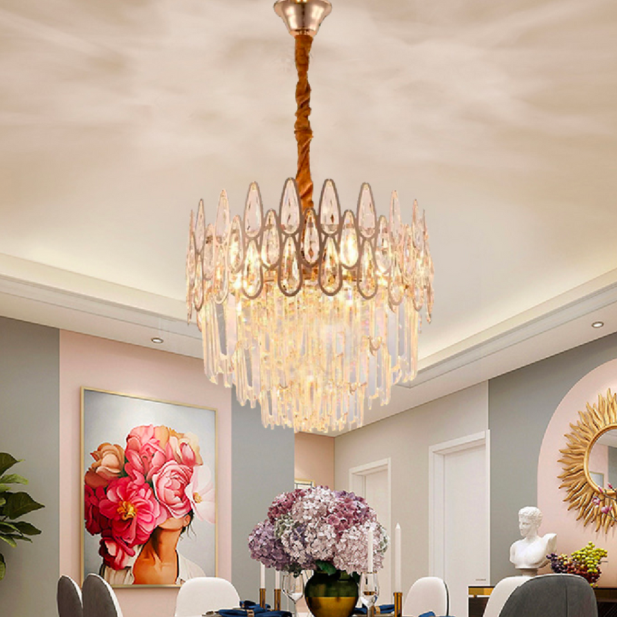 Lustre en cristal ALHAMBRA Petito 3x E14, diamètre 30cm, or brillant, hauteur réglable