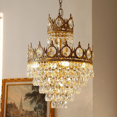 Lustre en cristal REGALITE Petito, 3XE14, diamètre 25cm, or brillant, hauteur réglable