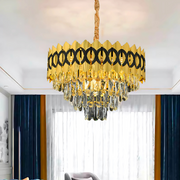 PIERREFONDS Lustre Nobile en Cristal 5xE14, diamètre 38,5 cm, doré brillant, hauteur réglable