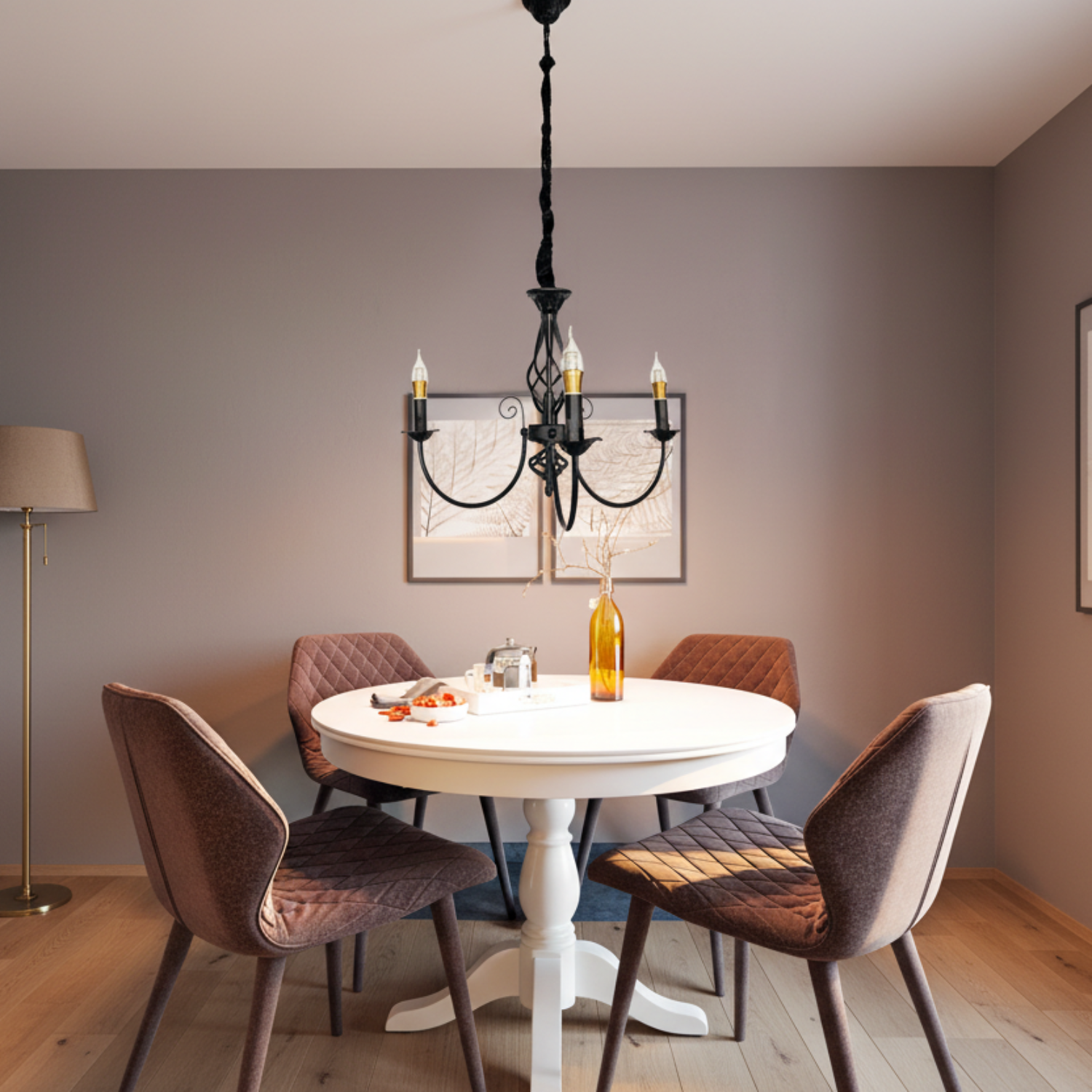 Lustre VINTAGE, Type suspension, ANJOU, Circulaire, 3xE14, Métal, Noir Lustres vintage Titre par défaut Alessandro Design