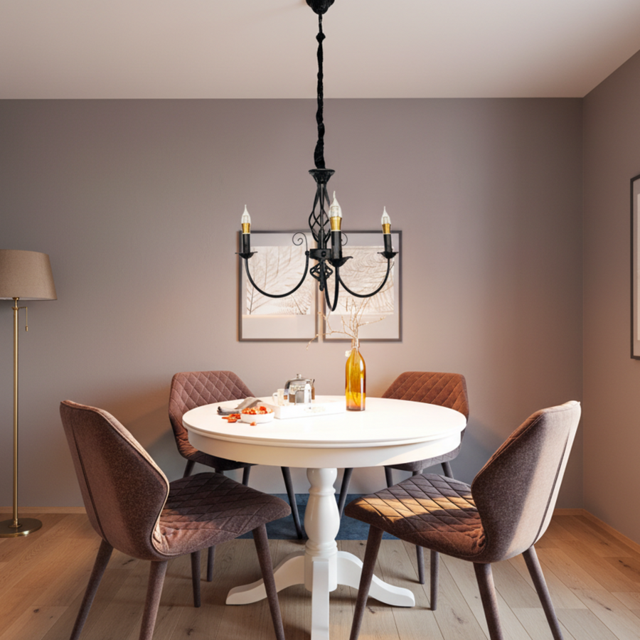 Lustre VINTAGE, Type suspension, ANJOU, Circulaire, 3xE14, Métal, Noir Lustres vintage Titre par défaut Alessandro Design