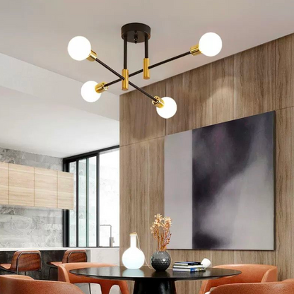 Lustre moderniste Gentile, 4x E27, noir et or, design moderne