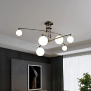 Lustre avec abat-jour rond, Dôme PENTHOUSE, 6x G9, Noir, Métal