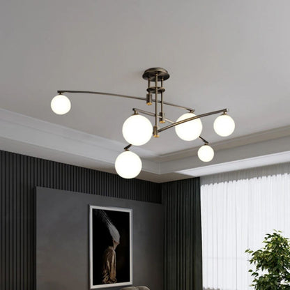 Lustre avec abat-jour rond, Dôme PENTHOUSE, 6x G9, Noir, Métal